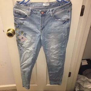Embroidered floral jeans